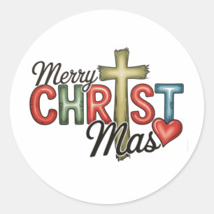 Frohe Weihnachten Jesus Christus Mas Kreuz Xmas Runder Aufkleber