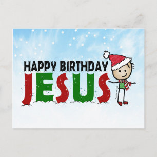 Frohe Weihnachten Jesus Geburtstag Stickman Postkarte