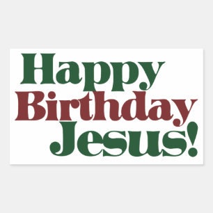 Frohe Weihnachten Jesus hat Geburtstag Rechteckiger Aufkleber
