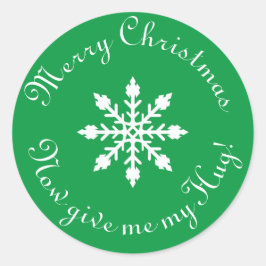 Frohe Weihnachten jetzt drücken Sie mich! Runder Aufkleber