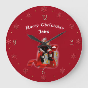 Frohe Weihnachten Johannes (Name ändern) Große Wanduhr