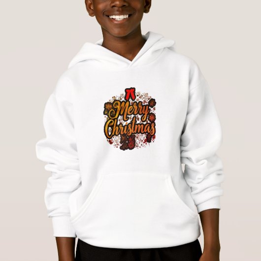 "Frohe Weihnachten: Jolly Santa & Festive Bow Desi Hoodie (Vorderseite)