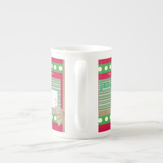 Frohe Weihnachten, Joy Red Bone China Tasse (Rückseite)
