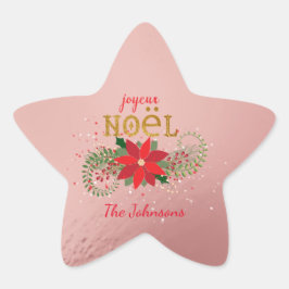 Frohe Weihnachten Joyeux Weihnachten Star Pink Fra Stern-Aufkleber