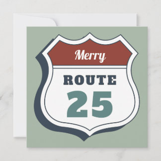 frohe Weihnachten Juli Route 25 Schild Reise Vinta Einladung