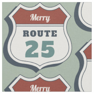 frohe Weihnachten Juli Route 25 Schild Reise Vinta Stoff