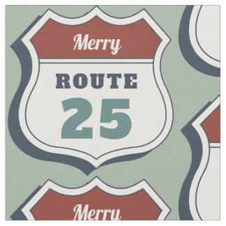 frohe Weihnachten Juli Route 25 Schild Reise Vinta Stoff