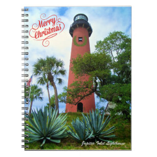 Frohe Weihnachten Jupiter Inlet Leuchtturm Florida Notizblock
