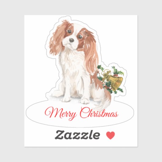 Frohe Weihnachten K Charles Spaniel Custom-Cut Vin Aufkleber (Blatt)