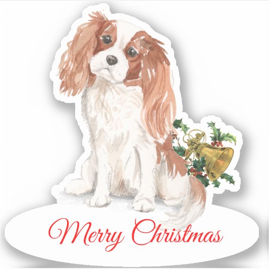 Frohe Weihnachten K Charles Spaniel Custom-Cut Vin Aufkleber (Vorderseite)