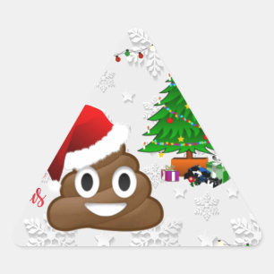 frohe Weihnachten Kacka-Emoji Dreieckiger Aufkleber