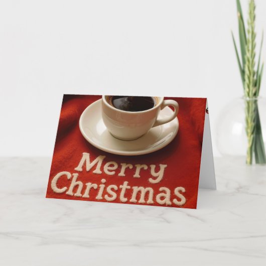 Frohe Weihnachten Kaffee auf einer roten Decke (Vorderseite)