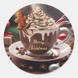 Frohe Weihnachten Kaffee mit Lebkuchen Aufkleber