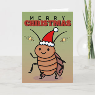 Frohe Weihnachten Kakerlake mit Weihnachtsmannmütz Karte