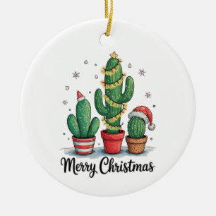 Frohe Weihnachten Kaktus Baum Festliche Weihnachts Keramik Ornament