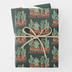 Frohe Weihnachten Kaktusliebhaber Weihnachts Cowbo Geschenkpapier Set
