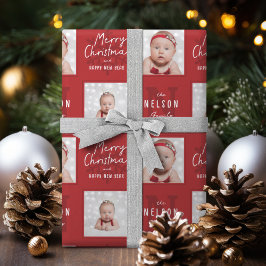Frohe Weihnachten Kalligrafie Familie 2 Foto Geschenkpapier