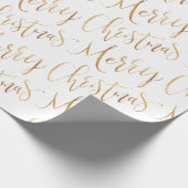 Frohe Weihnachten Kalligrafie Urlaub Gold Geschenkpapier (Ecke)