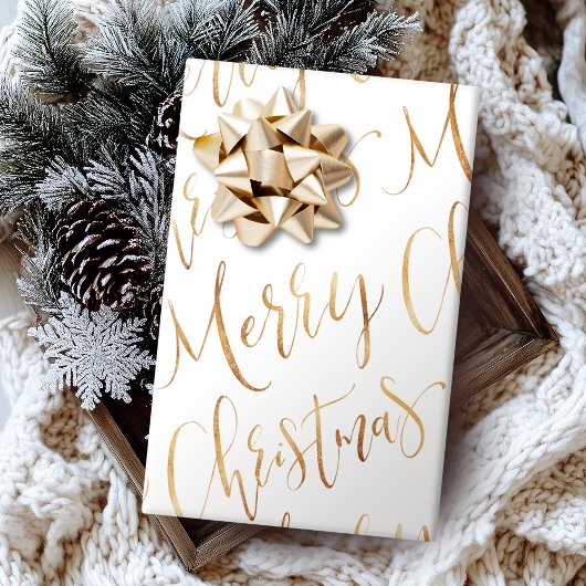 Frohe Weihnachten Kalligrafie Urlaub Gold Geschenkpapier