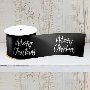 Frohe Weihnachten Kalligrafie Weiß Schwarz Feierta Satinband