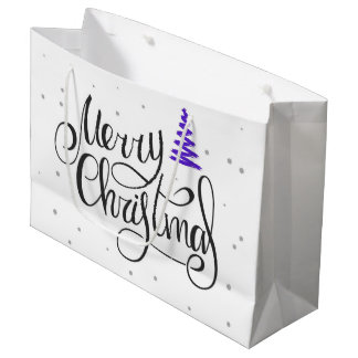 Frohe Weihnachten Kalligrafie Zickzack Baum Große Geschenktüte