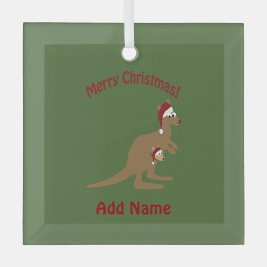 Frohe Weihnachten Kangaroos Ornament Aus Glas (Vorderseite)