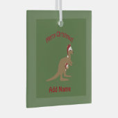 Frohe Weihnachten Kangaroos Ornament Aus Glas (Vorderseite Rechts)
