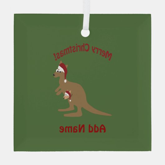 Frohe Weihnachten Kangaroos Ornament Aus Glas (Rückseite)