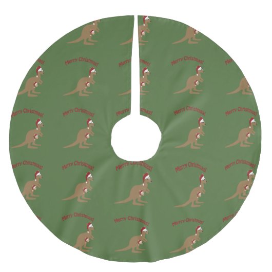 Frohe Weihnachten Kangaroos Polyester Weihnachtsbaumdecke (Vorderseite)