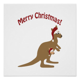 Frohe Weihnachten Kangaroos Poster