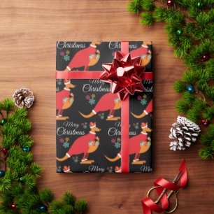Frohe Weihnachten Känguru-Muster-Geschenkpapier Geschenkpapier