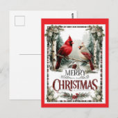 Frohe Weihnachten Kardinal Illustration Postkarte (Vorne/Hinten)