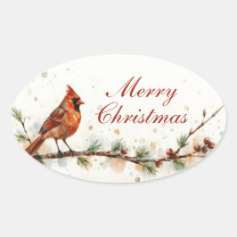 Frohe Weihnachten Kardinal Oval Aufkleber