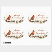 Frohe Weihnachten Kardinal Oval Aufkleber (Blatt)