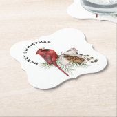 Frohe Weihnachten Kardinal & Pine Cone Weihnachten Untersetzer (angewinkelt)