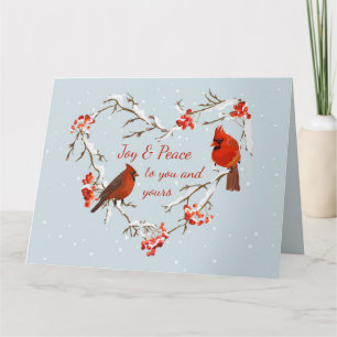 Frohe Weihnachten Kardinal Roter Vogel Herz Karte