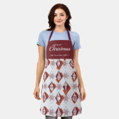 Frohe Weihnachten Kariert Backen Crew Name Rot Schürze (Getragen)