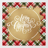 Frohe Weihnachten Kariert Fensteraufkleber (Blatt)