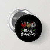 Frohe Weihnachten Kariert Leopard Huhn Lichter San Button (Vorne & Hinten)