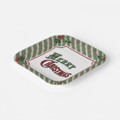 Frohe Weihnachten Kariert mit Holly Pappteller (Gewinkelt)