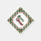 Frohe Weihnachten Kariert mit Stechpalme Serviette (Ecke)