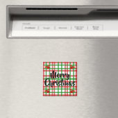 Frohe Weihnachten Kariert Red Bows Kitchen Magnet (In Situ (Geschirrspüler))