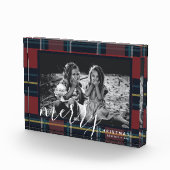 Frohe Weihnachten Kariert Red Custom Gift Foto Blo (Rechts)