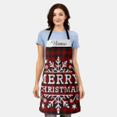 Frohe Weihnachten kariert Schürze (Getragen)