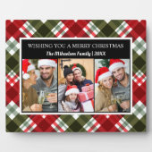 Frohe Weihnachten Kariert Tartan FotoCollage Fotoplatte (Vorderseite)