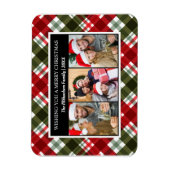 Frohe Weihnachten Kariert Tartan FotoCollage Magnet (Vertikal)