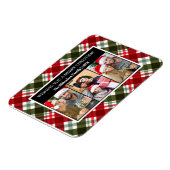 Frohe Weihnachten Kariert Tartan FotoCollage Magnet (Linke Seite)