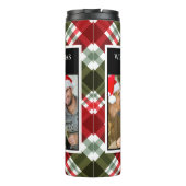 Frohe Weihnachten Kariert Tartan FotoCollage Thermosbecher (Rückseite)