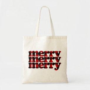 Frohe Weihnachten Kariert Tragetasche