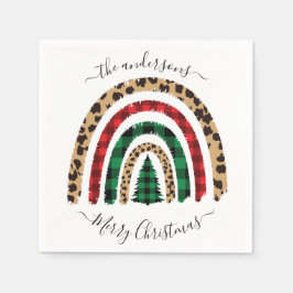 Frohe Weihnachten Kariert und Leopard Print Rainbo Serviette